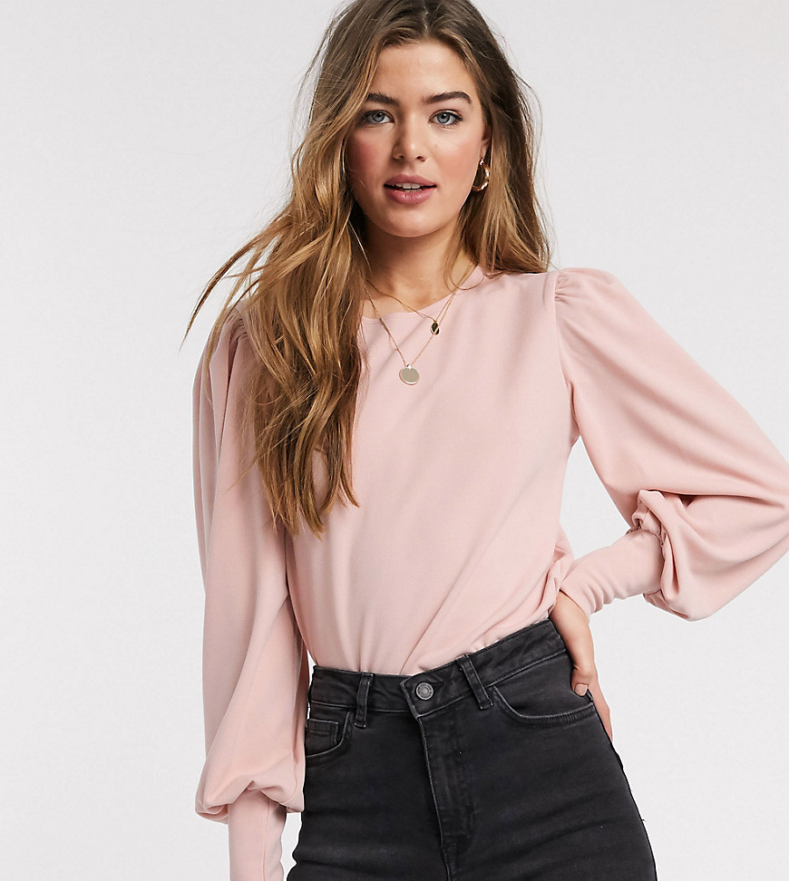 ASOS DESIGN Tall top with blouson sleeve and cuff detail in pink