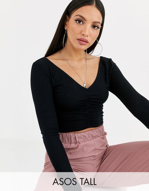 ASOS DESIGN corset top with milkmaid detail in black