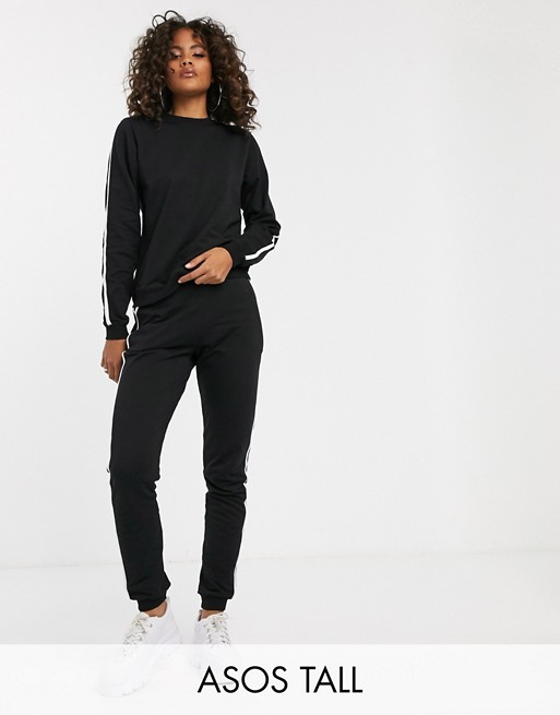 ASOS DESIGN Tall tracksuit sweat / basic jogger with tie with contrast binding