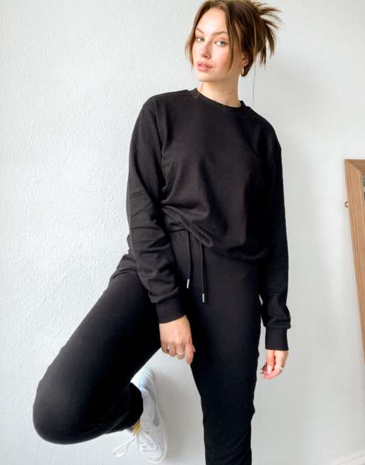 ASOS DESIGN Tall tracksuit slim sweatshirt track pants in black ASOS