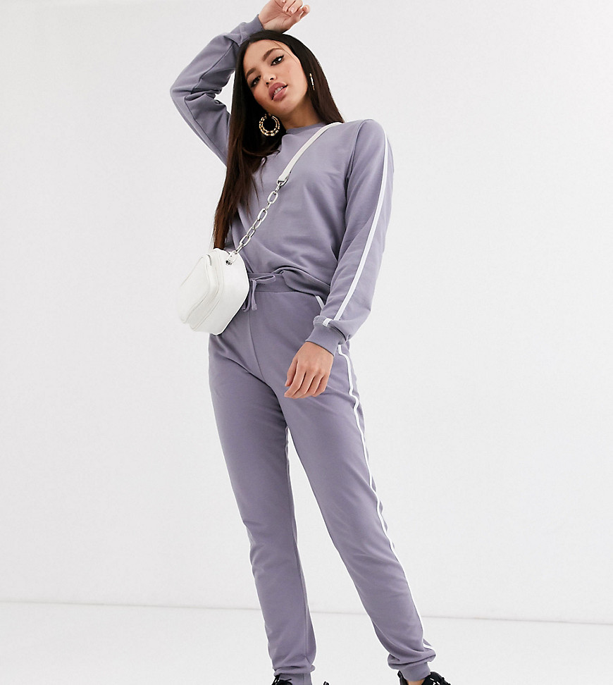 ASOS DESIGN Tall tracksuit sweat / basic jogger with tie with contrast binding-Purple