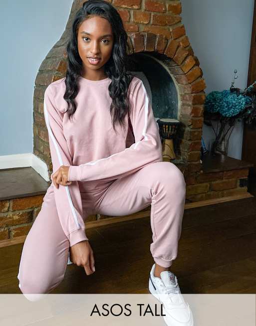 ASOS DESIGN Tall tracksuit sweatshirt basic sweatpants with tie