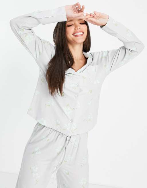 Pajama Shirt and Pants - Light gray - Ladies