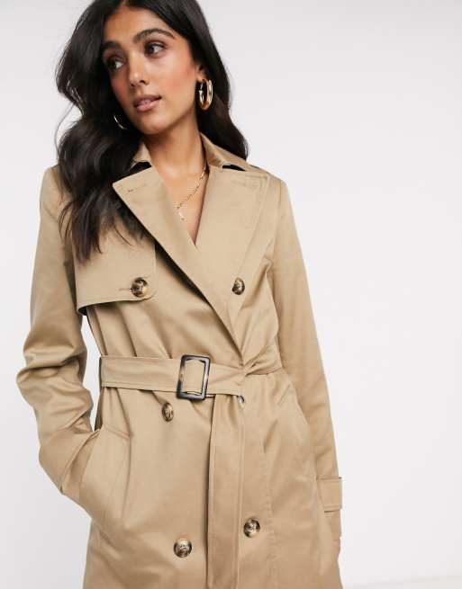 ASOS DESIGN Tall trench coat in stone