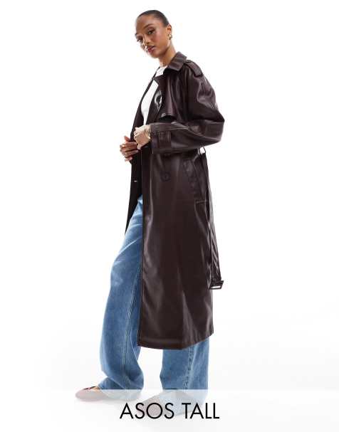 ASOS DESIGN Tall - Trench in pelle sintetica bordeaux - view 1