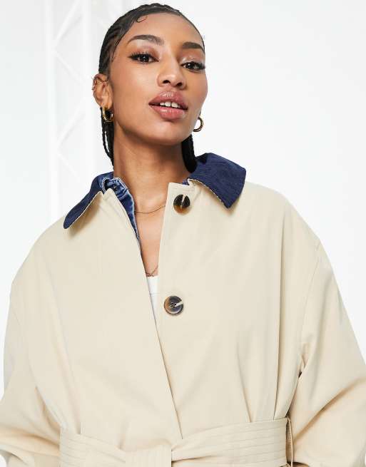 ASOS DESIGN Tall Trench oversize Beige avec col en velours