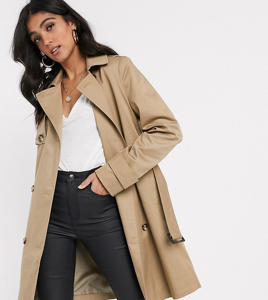 asos tall -  DESIGN Tall – Trenchcoat in Stone-Neutral