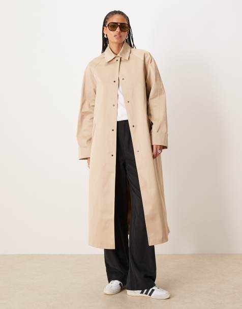 ASOS DESIGN Tall - Trenchcoat met lange pasvorm in stone - view 1