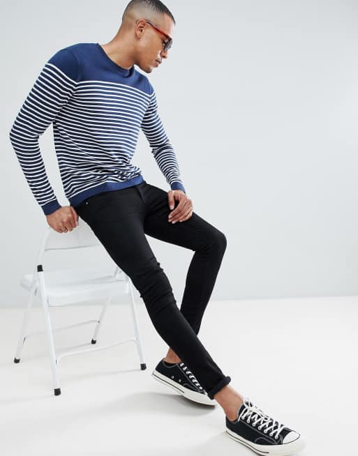 ASOS DESIGN Tall - Trui in Bretonse streep in marineblauw, 4 van 4