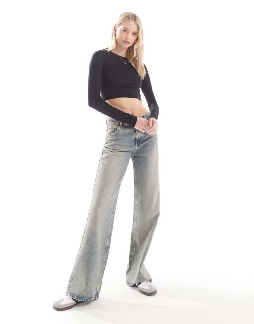 ASOS DESIGN Tall - Tætsiddende og cropped T-shirt i sort med lange ærmer, 4 af 4
