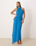 [ASOS Tall] ASOS DESIGN Tall tuck detail halter maxi dress in cobalt blue 8 Cobalt blue