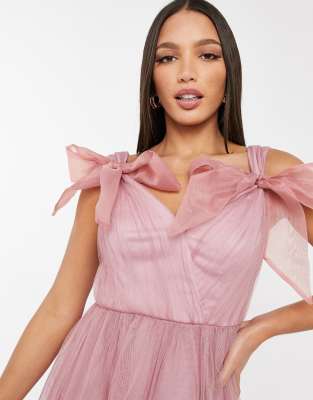 asos pink bow dress