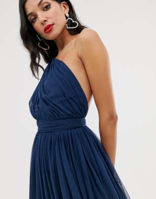 asos design tall premium tulle one shoulder maxi dress