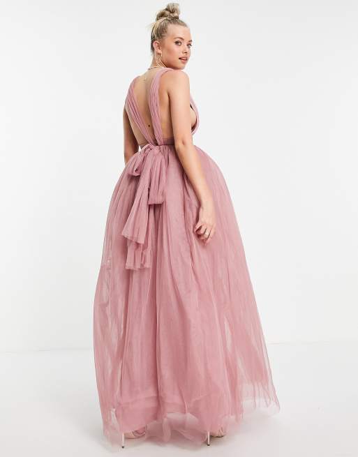 Asos design tall premium shop tulle one shoulder maxi dress