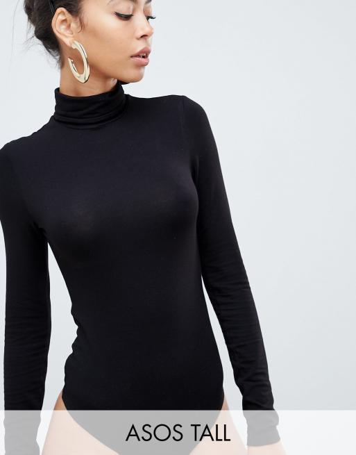 ASOS DESIGN Tall long sleeve bodysuit with turtle neck in black