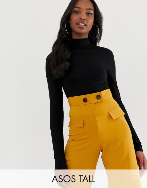 ASOS DESIGN Tall turtle neck long sleeve top in black