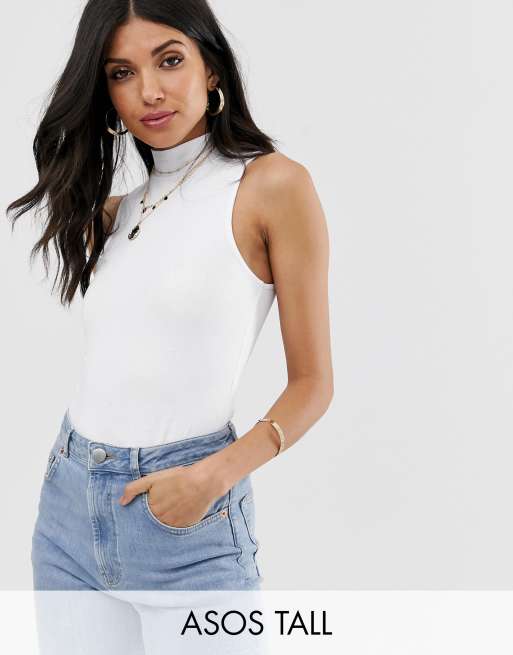 ASOS DESIGN Tall high neck tank top in white