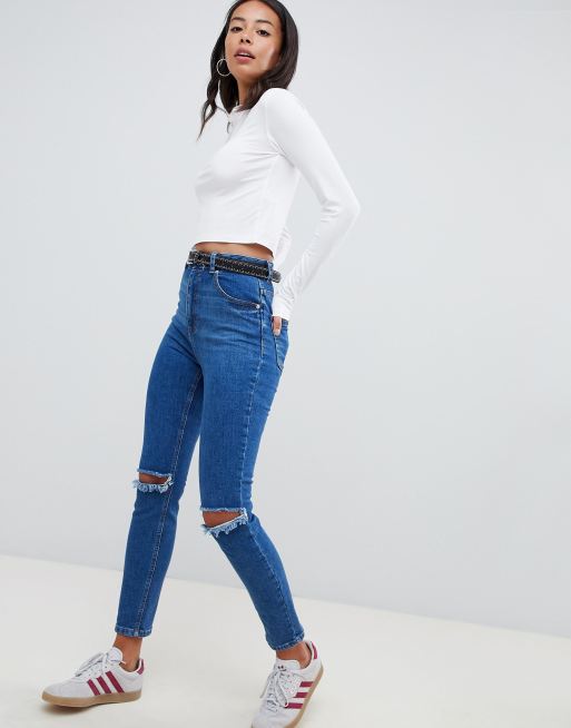 ASOS DESIGN turtleneck crop top in blue