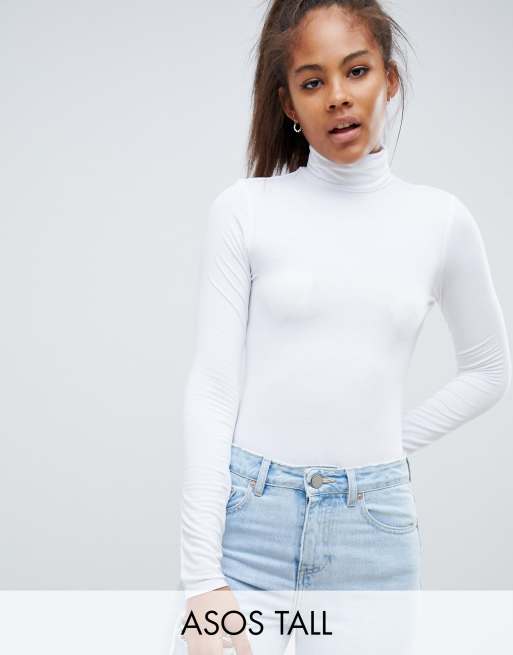 ASOS DESIGN turtle neck long sleeve top in white