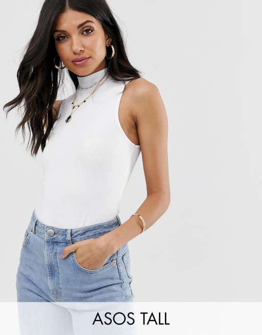 ASOS DESIGN Tall turtleneck sleeveless bodysuit in white ASOS
