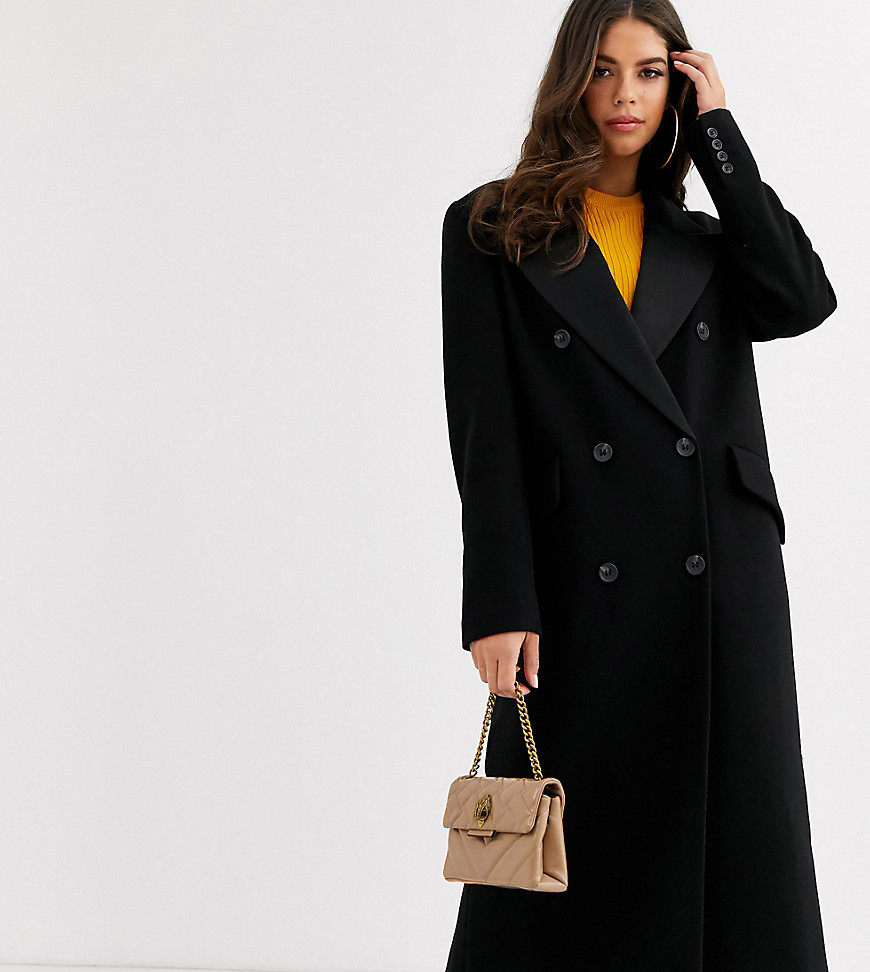 ASOS DESIGN Tall tux maxi coat in black