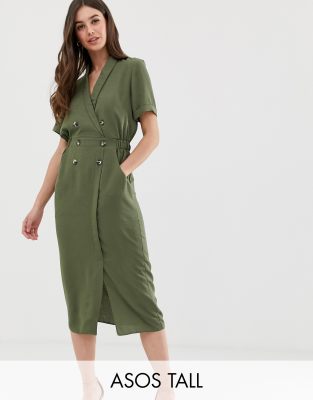 asos design tux midi dress