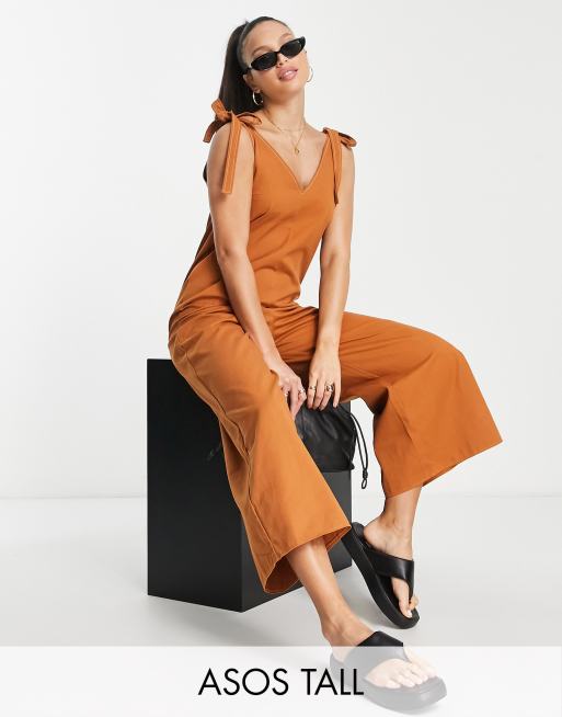 ASOS DESIGN strappy culotte jumpsuit in orange