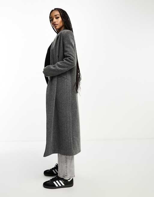 ASOS DESIGN Tall twill dad coat in school gray