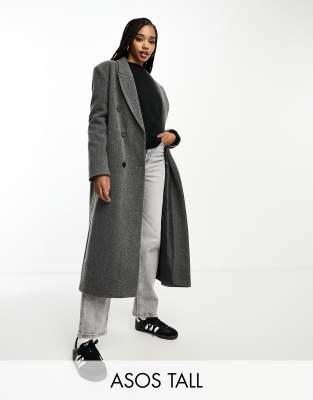 ASOS DESIGN Tall twill dad coat in school grey