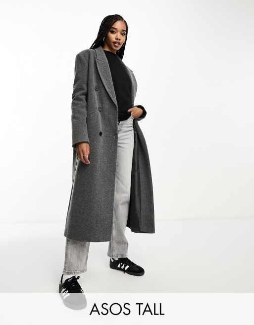 ASOS DESIGN Tall twill dad coat in school grey