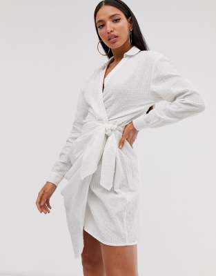 asos white wrap dress