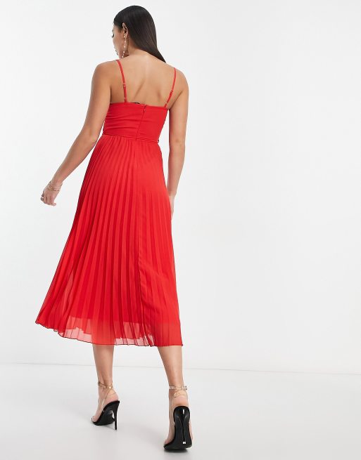 Asos red deals pleated dress