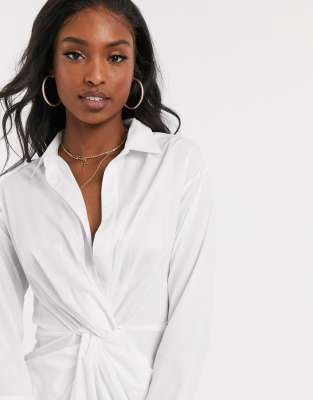 white twist shirt dress