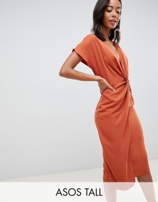 asos design twist midi dress with kimono sleeve