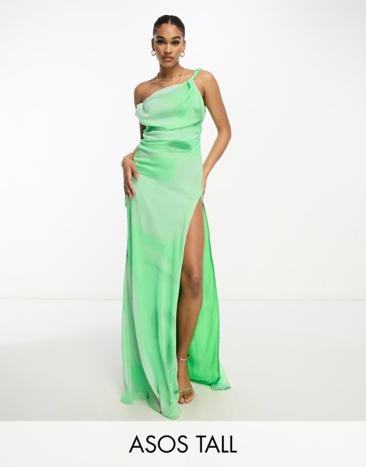 ASOS DESIGN Tall washed halter neck maxi dress with twist strap back detail  in lime green