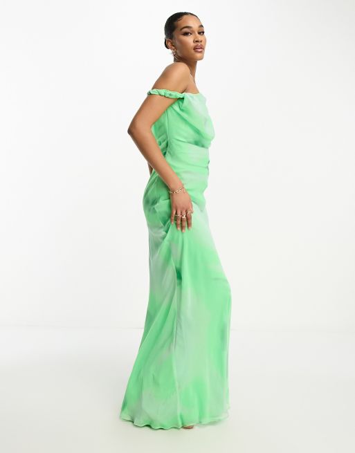 Lime green off the shoulder dress sale