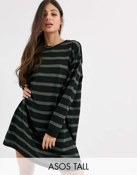 ASOS DESIGN Tall – Übergroßes, gestreiftes T-Shirt-Kleid