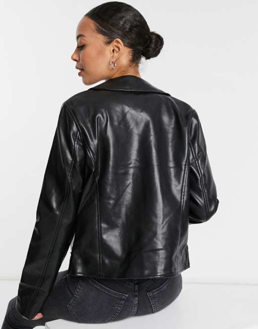 ASOS DESIGN Tall - Ultiem bikerjack van imitatieleer in zwart, 2 van 4