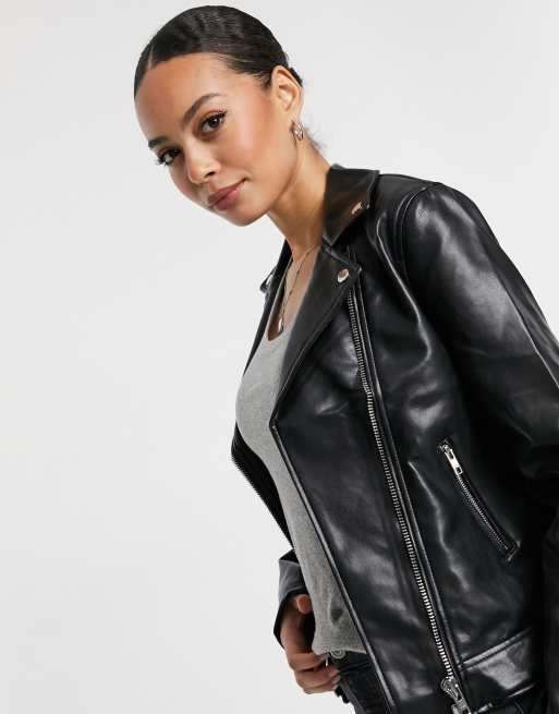 ASOS DESIGN Tall - Ultiem bikerjack van imitatieleer in zwart, 3 van 4