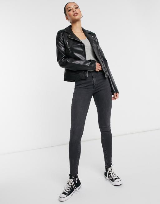 ASOS DESIGN Tall - Ultiem bikerjack van imitatieleer in zwart, 4 van 4