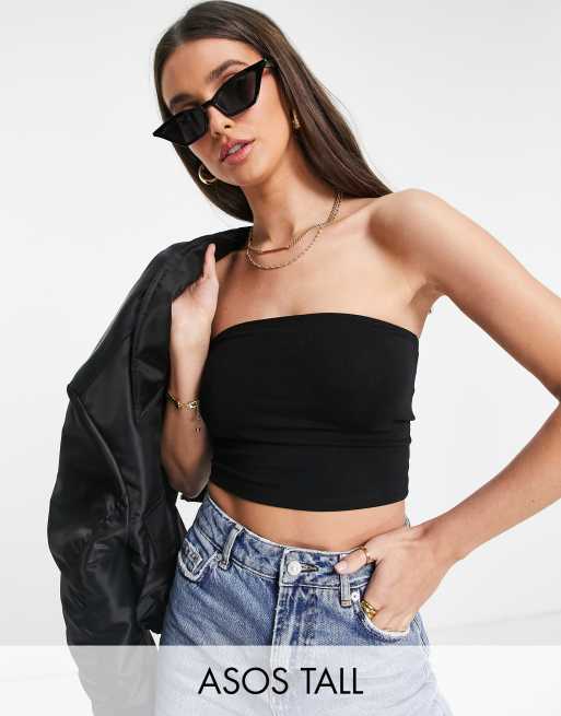 ASOS DESIGN ultimate crop bandeau top in black