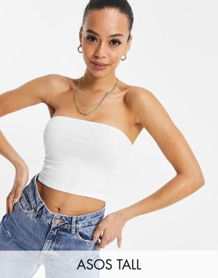 ASOS DESIGN Tall ultimate bandeau crop top in organic cotton in white