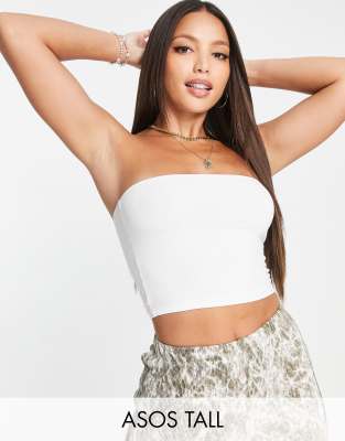 ASOS Tall ASOS DESIGN Tall ultimate bandeau crop top in white