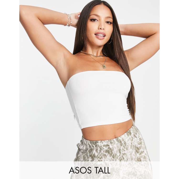 ASOS DESIGN Tall ultimate bandeau crop top in white