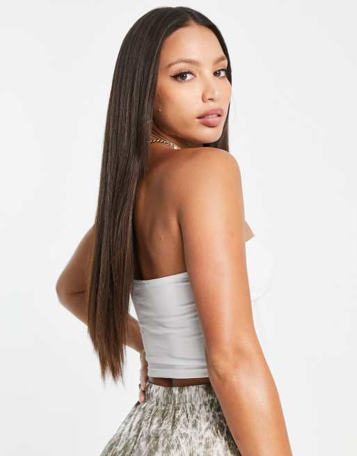 ASOS DESIGN Tall ultimate bandeau crop top in white, 2 of 4