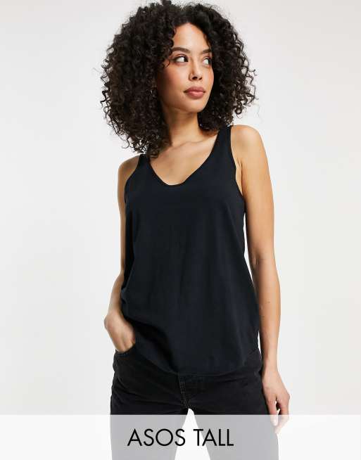 ASOS DESIGN Tall - Ultimate - Canotta nera in cotone con scollo rotondo - BLACK