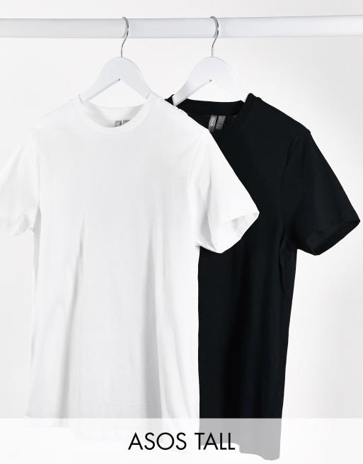 ASOS DESIGN Tall - Ultimate - Confezione risparmio da 2 T-shirt girocollo in cotone nera e bianca - MULTI