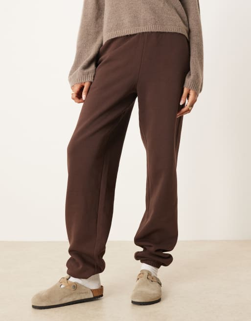 ASOS DESIGN Tall ultimate cuffed brushback sweatpants in chocolate