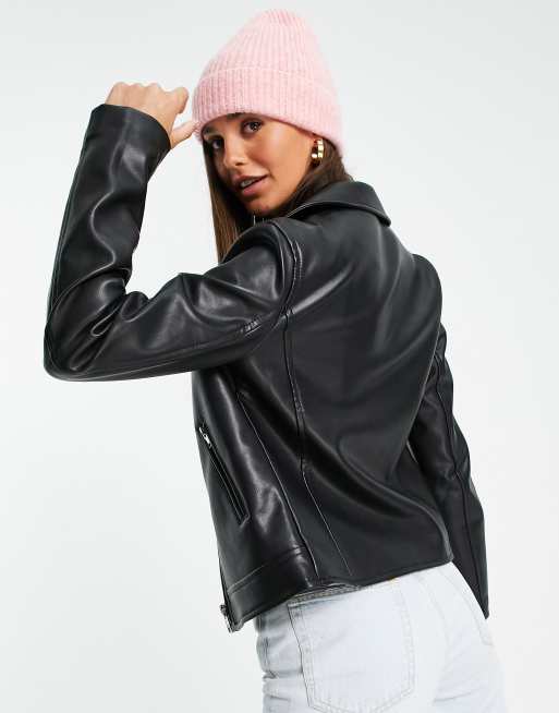 Asos black biker outlet jacket