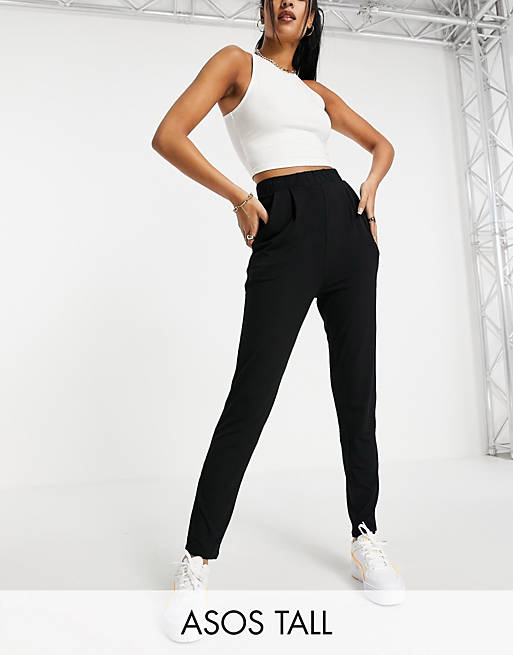 ASOS DESIGN Tall ultimate jersey peg trousers in black